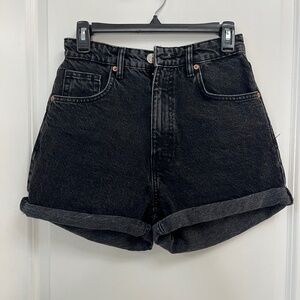 ZARA High-Waist Black Denim Shorts (Size 36 / US 4)